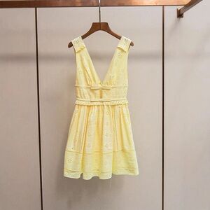 Self-Portrait Yellow Lace Mini Dress